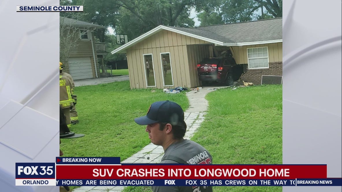 SUV crashes into front entrance of Longwood home, firefighters say